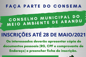 INSCRIÇÃO ABERTA PARA O CONSEMA