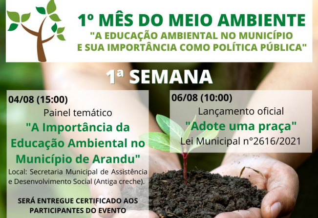 1° MÊS DO MEIO AMBIENTE TERÁ INÍCIO DIA 4 DE AGOSTO