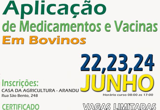 CURSO DE APLICAÇÃO DE MEDICAMENTOS E VACINAS EM BOVINOS