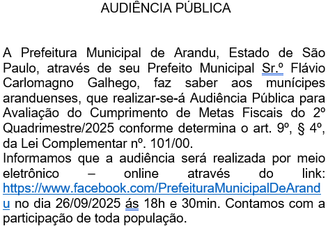 AUDIÊNCIA PÚBLICA METAS FISCAIS