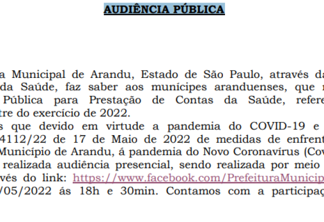 AUDIÊNCIA PÚBLICA SAÚDE