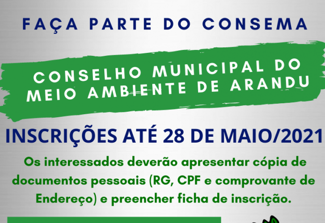 INSCRIÇÃO ABERTA PARA O CONSEMA